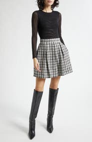 Alice + Olivia Chara Long Sleeve Mixed Media Party Dress