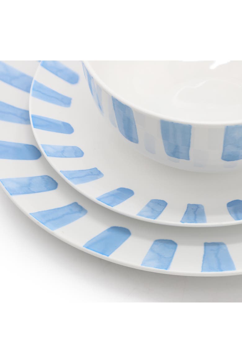 Pacific Waves 12 Piece Round Ceramic Dinnerware Set, Alternate, color, Blue
