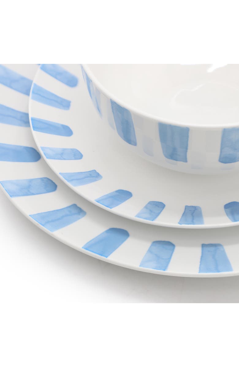 Gibson Home Pacific Waves 12 Piece Round Ceramic Dinnerware Set, Alternate, color, Blue