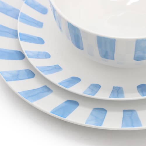 Gibson Home Pacific Waves 12 Piece Round Ceramic Dinnerware Set In Blue