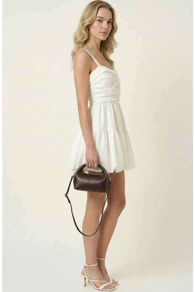 Ruched Sweetheart Flared Mini Dress, Alternate, color, White / Ivory