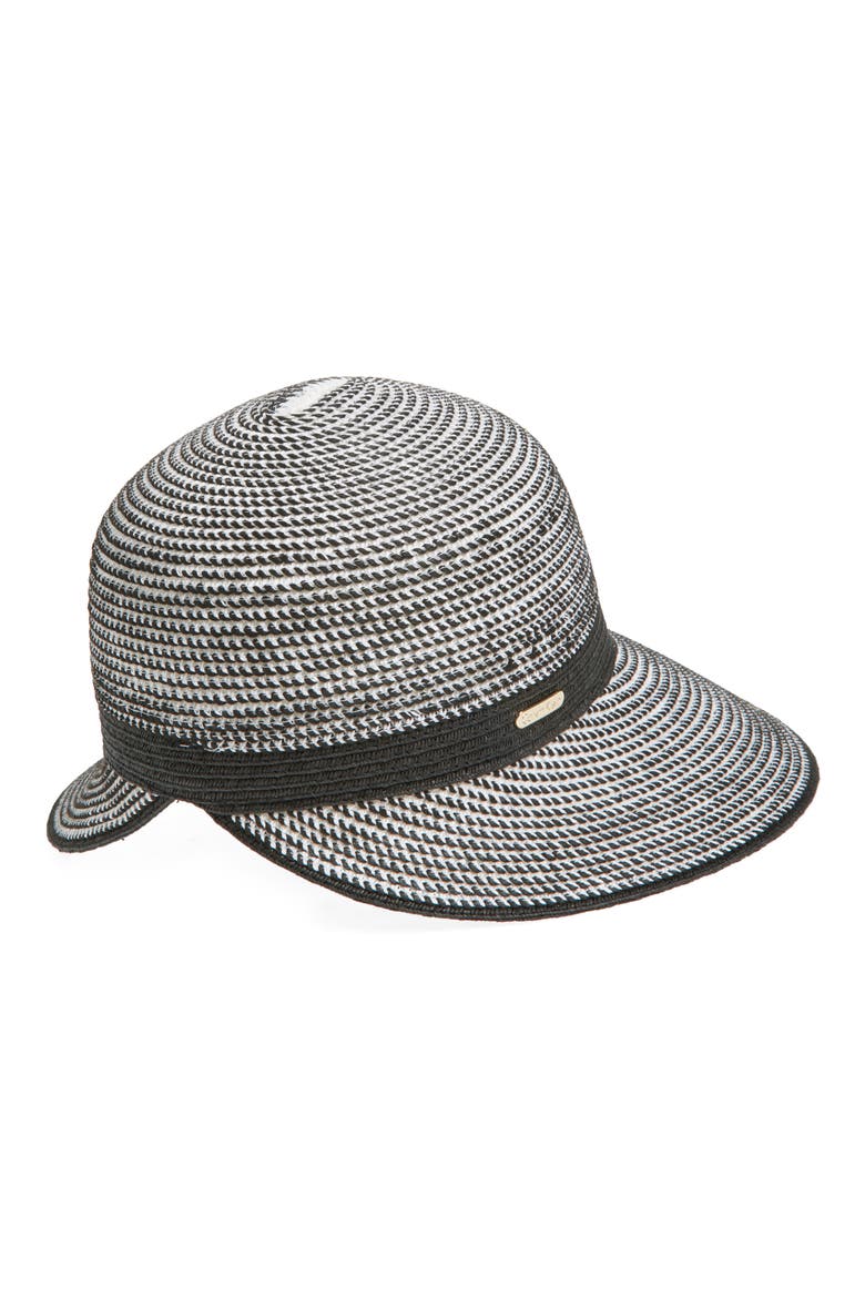 Tri-Color Texture Raffia Straw Reader Hat, Alternate, color, BLACK