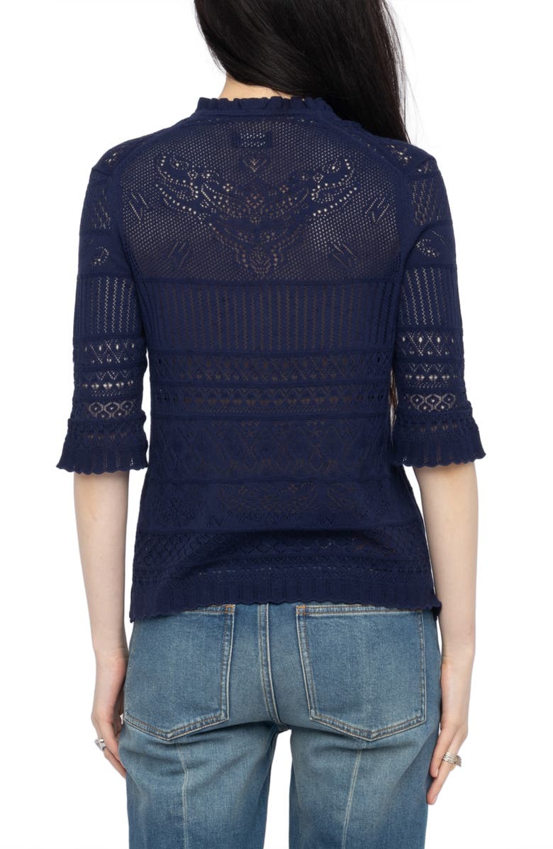 Zadig & Voltaire Open Stitch Shirt, Alternate, color, Marine