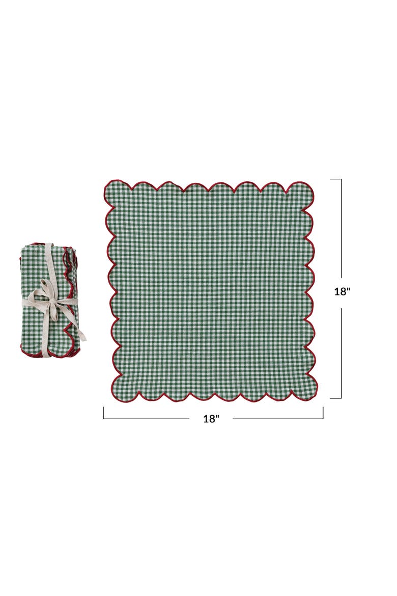 Scalloped Cotton Check Napkin Set, Alternate, color, Multicolor