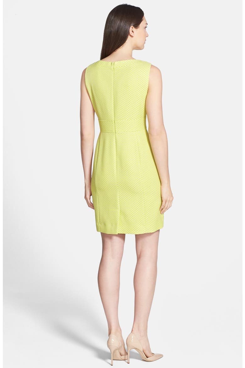 Belt Detail Jacquard Sheath Dress, Alternate, color, CITRINE/ WHITE