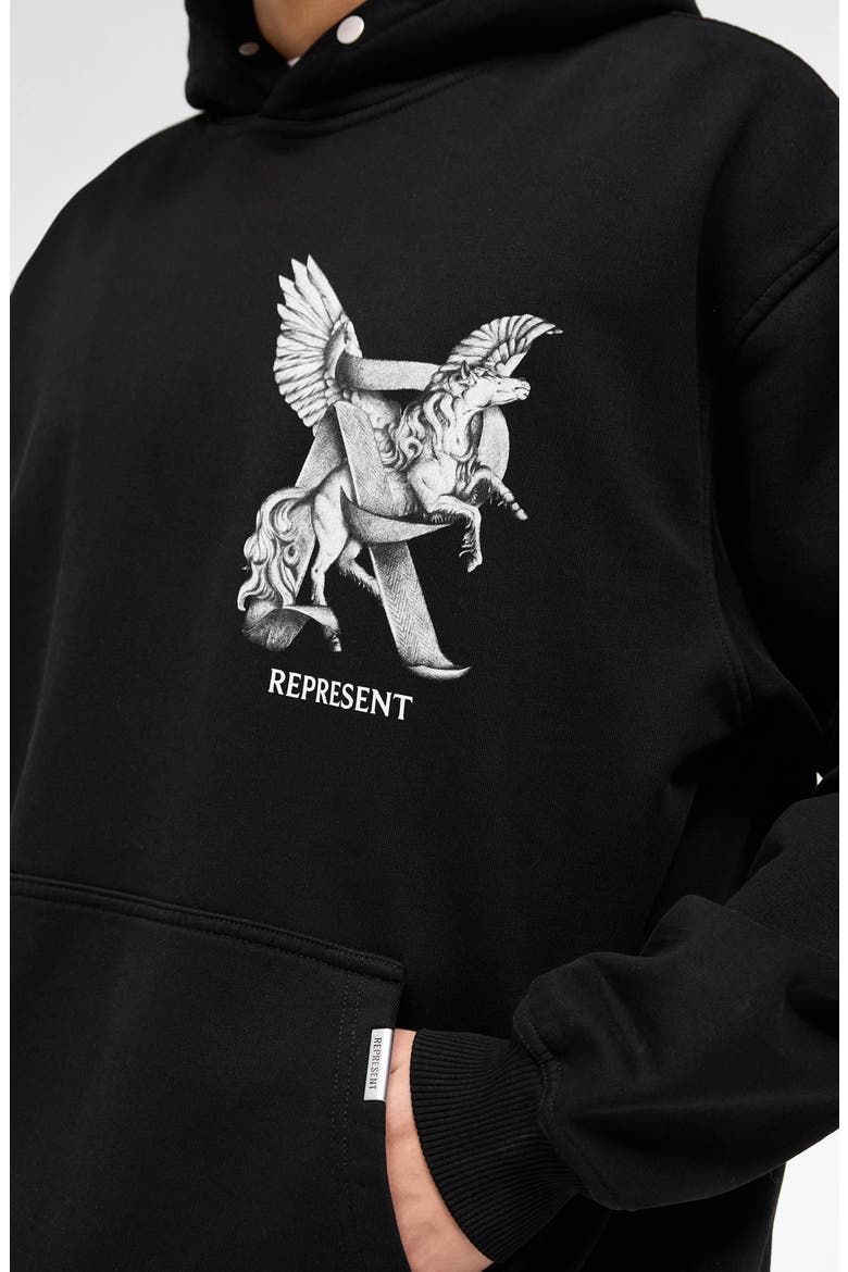 Elegance in Motion Cotton Graphic Hoodie, Alternate, color, JET BLACK