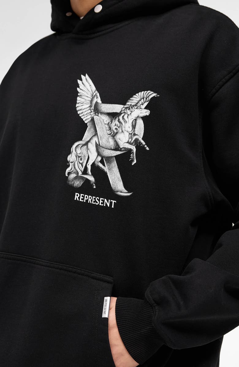 Represent Elegance in Motion Cotton Graphic Hoodie, Alternate, color, 