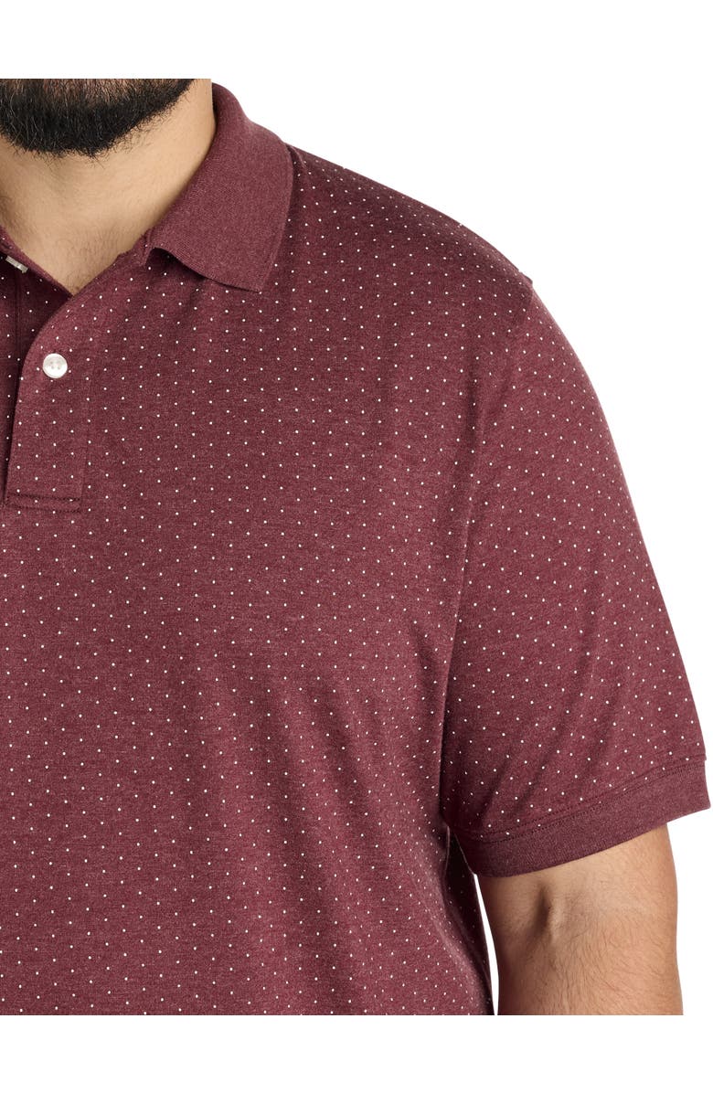 Harbor Bay by DXL Big & Tall Pin Dot Printed Polo Shirt, Alternate, color, Rum Raisin Heather