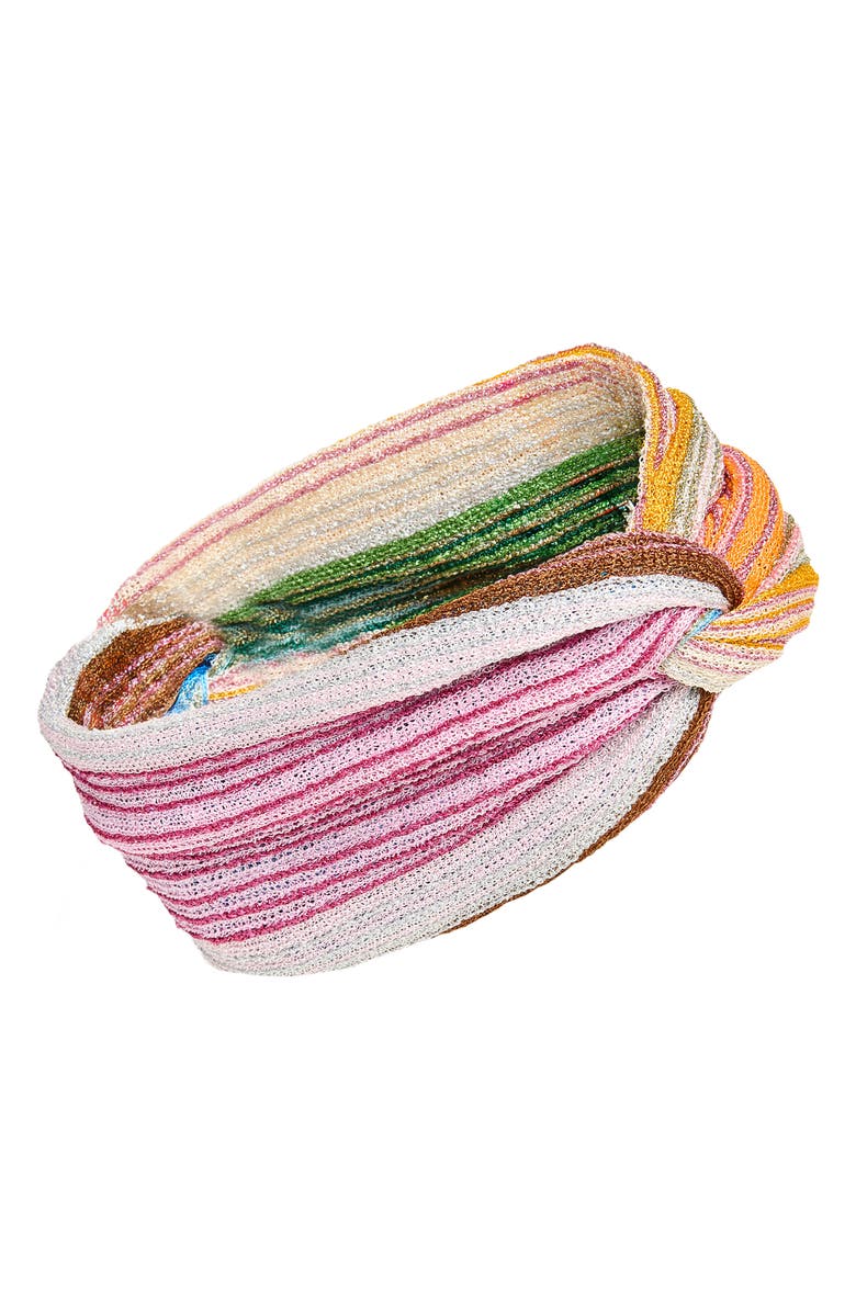 Missoni Stripe Knotted Headband, Main, color, 0001 White Multi