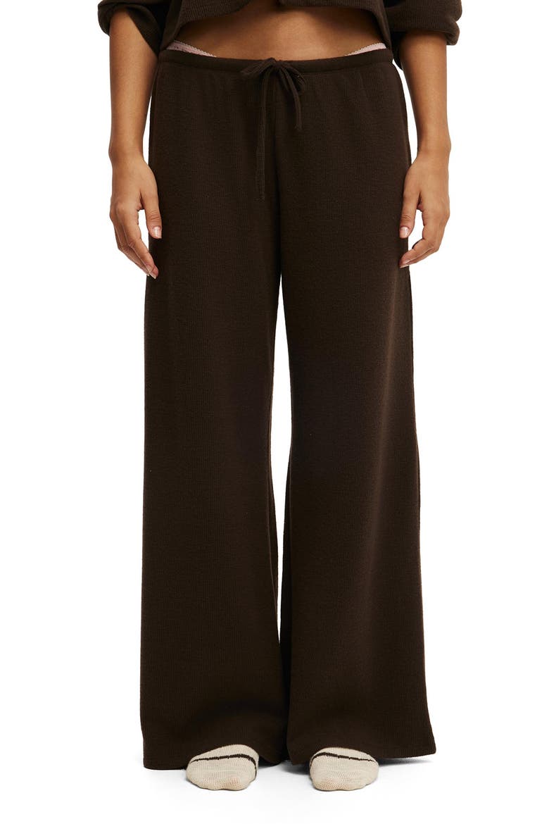 Women's Super Soft Waffle Wide Leg Pant, Main, color, Toffee Bean