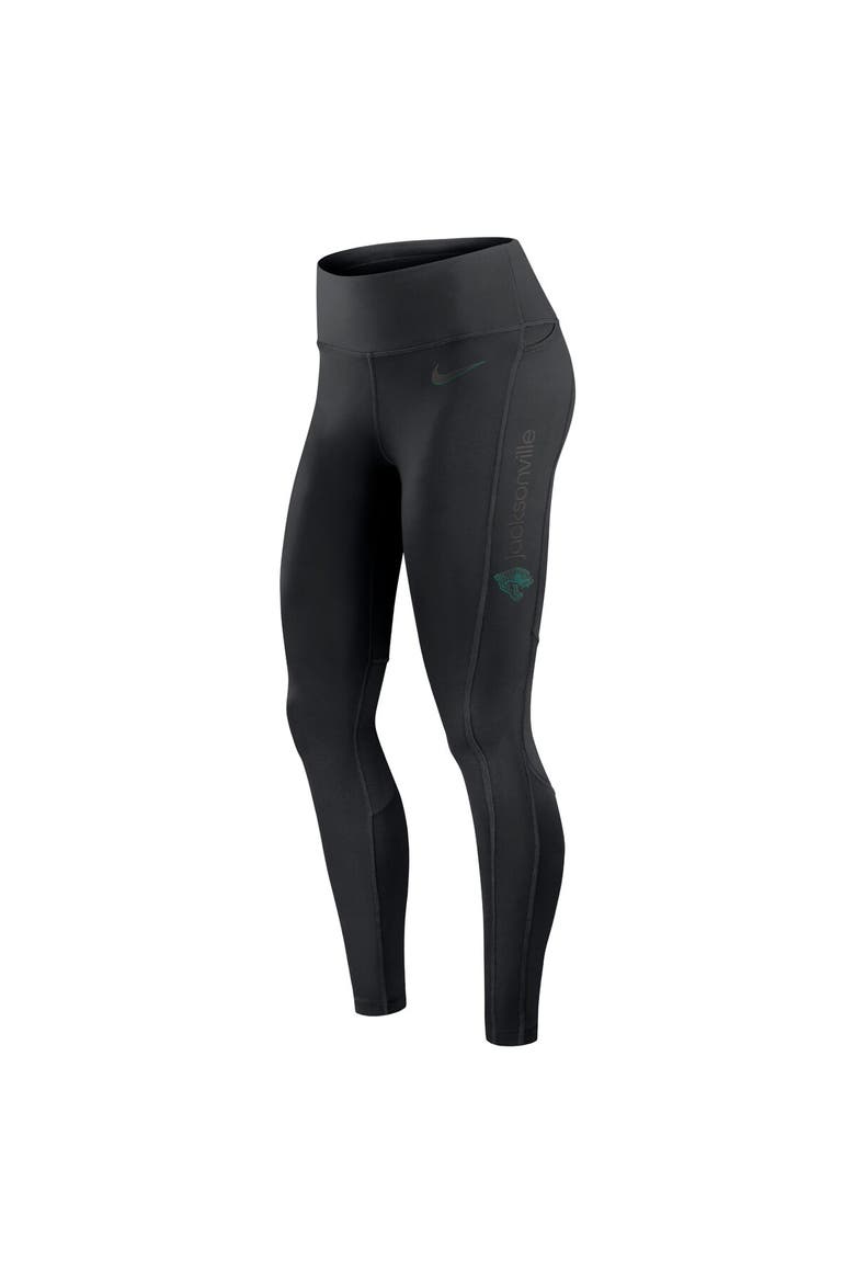 Women's Nike Black Jacksonville Jaguars Edge Wordmark Performance Leggings, Alternate, color, Black