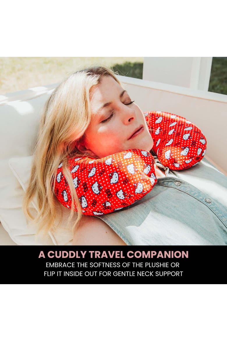 Sanrio Hello Kitty Reversible Neck Roll Pillow and Plush Toy, Alternate, color, Red