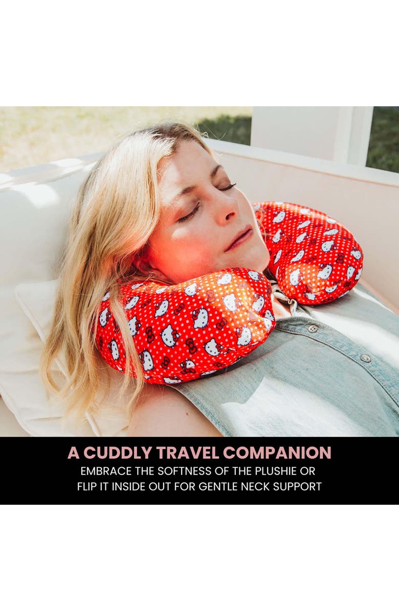Toynk Sanrio Hello Kitty Reversible Neck Roll Pillow and Plush Toy, Alternate, color, Red