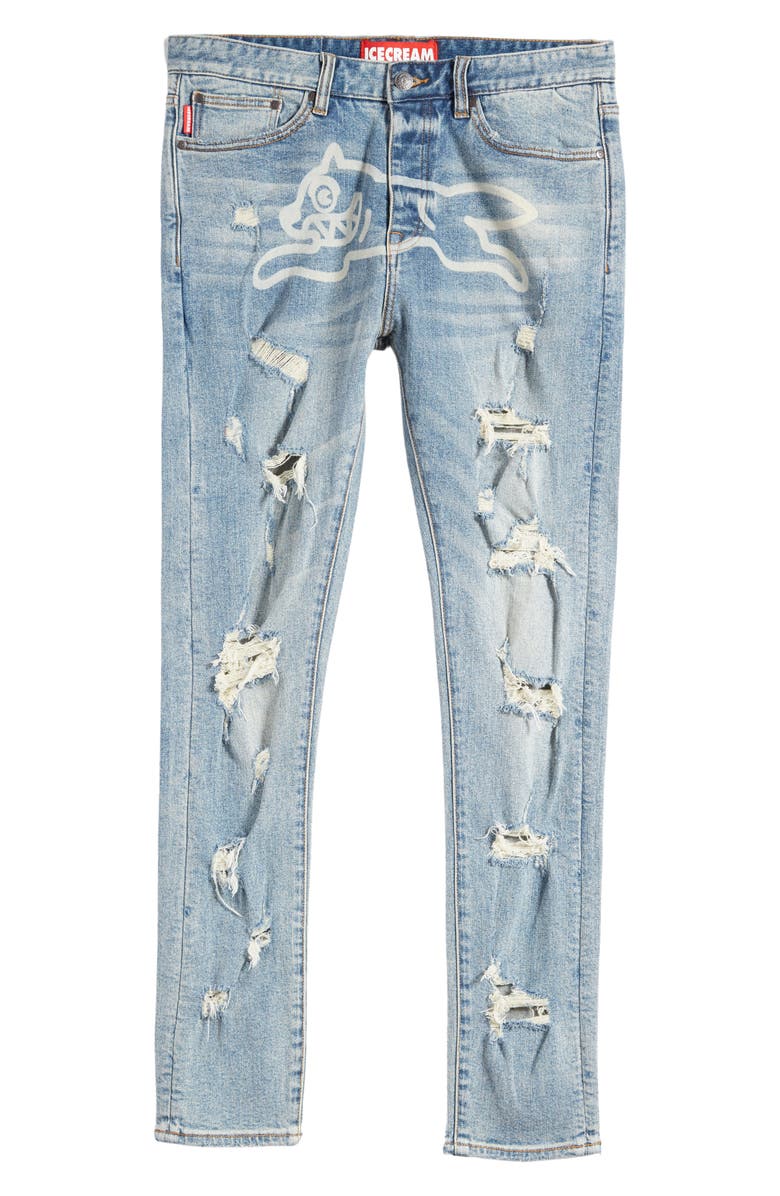 ICECREAM Running Dog Chocolate Fit Distressed Skinny Jeans, Alternate, color, 