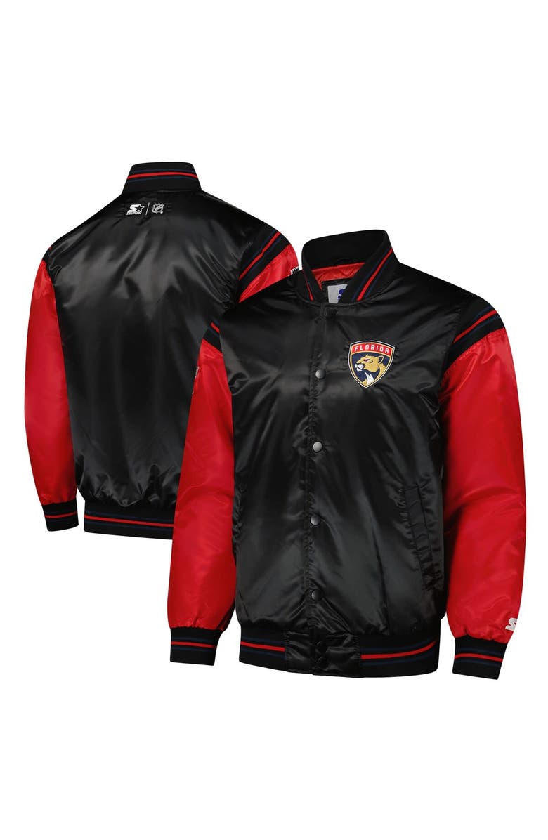 STARTER Men's Starter Black Florida Panthers 2024 NHL Global Series Full-Snap Varsity Jacket, Main, color, 