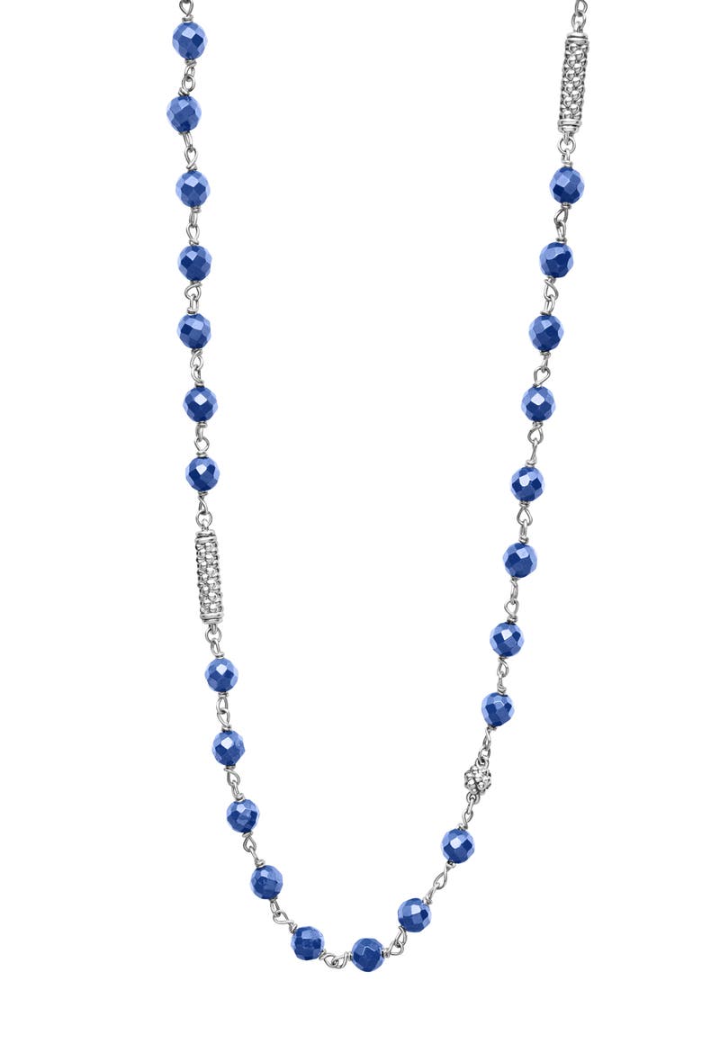 Caviar Icon Ultramarine Ceramic Bead Dual Layer Toggle Necklace, Alternate, color, MARINE