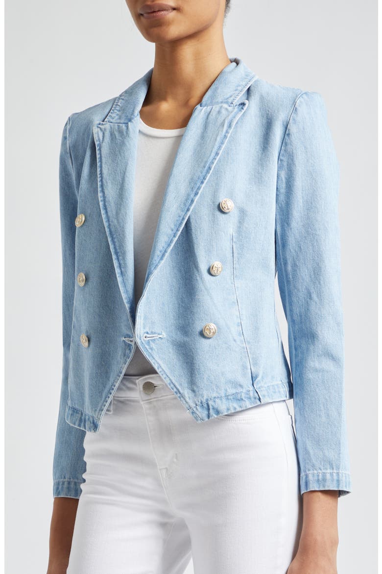 Robbie Double Breasted Denim Blazer, Alternate, color, ROVER