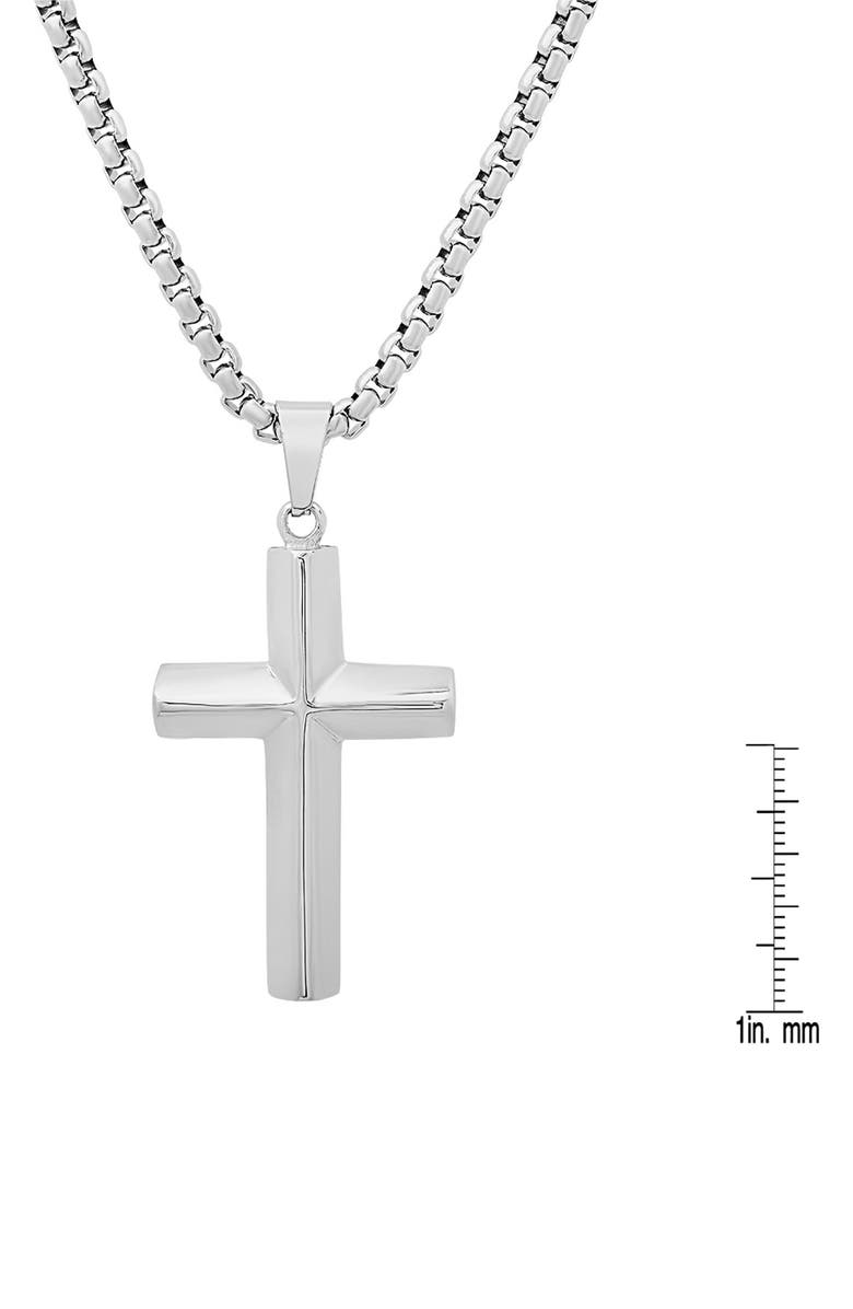 HMY JEWELRY Stainless Steel Cross Pendant Necklace, Alternate, color, Silver