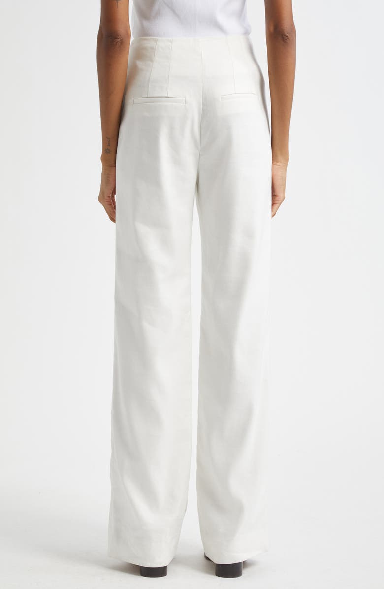 Veronica Beard Jude Wide Leg Linen Blend Pants, Alternate, color, Off White
