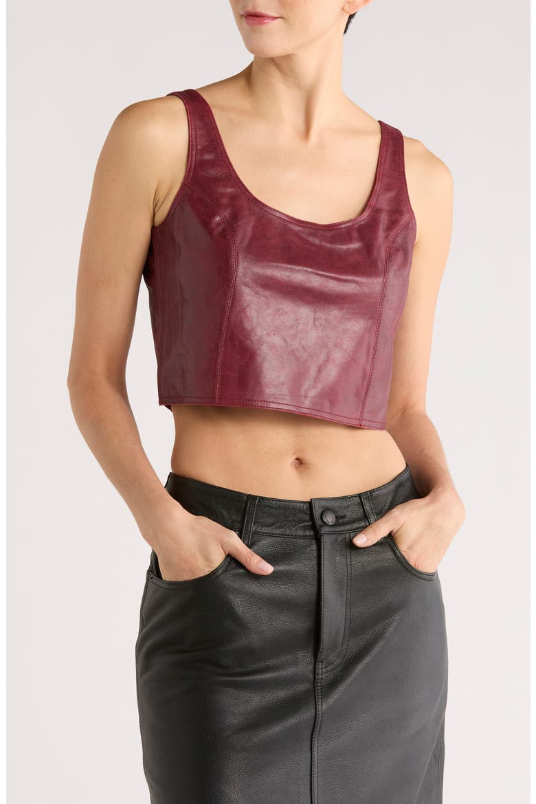 Cary Leather Tank Top, Main, color, BURGUNDY LEATHER