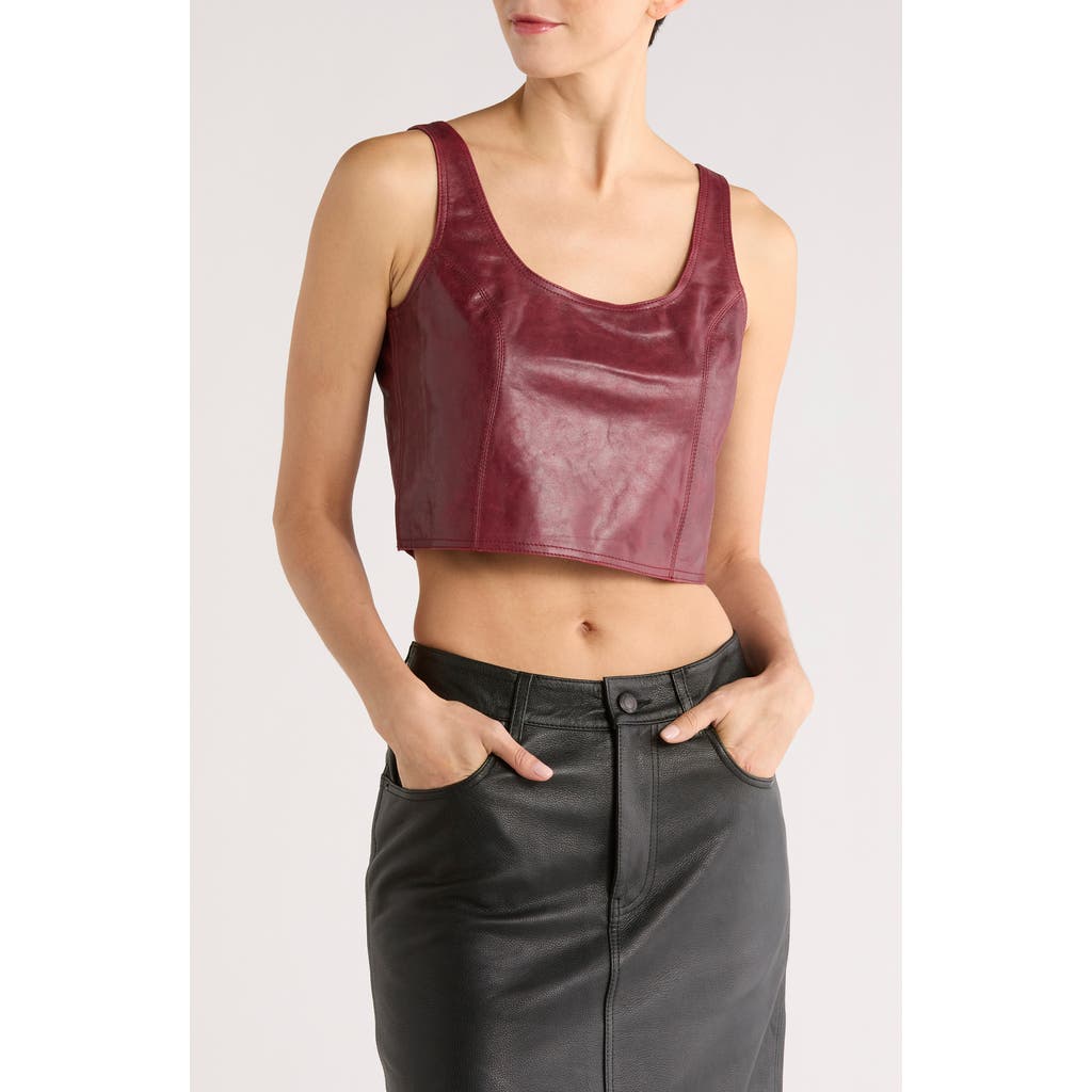 Dl1961 Cary Leather Tank Top In Burgundy