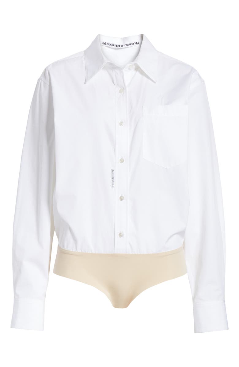 Alexander Wang Poplin Shirt Bodysuit, Alternate, color, 