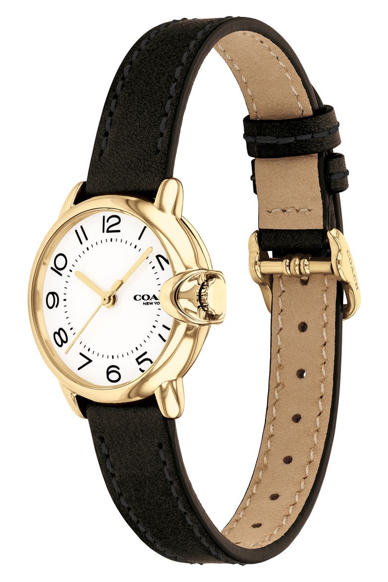 Arden Leather Strap Watch, 28mm, Alternate, color, WHITE