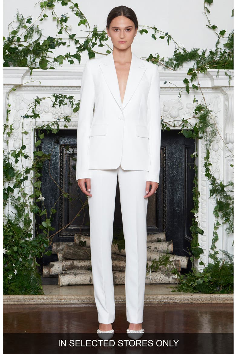 Yoko Double Weave Tuxedo Pants, Main, color, SILK WHITE