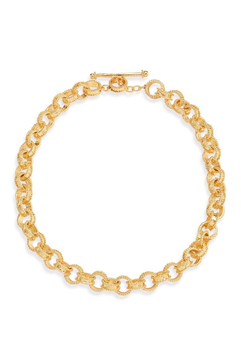 Dotty Links Necklace, Main, color, GOLD