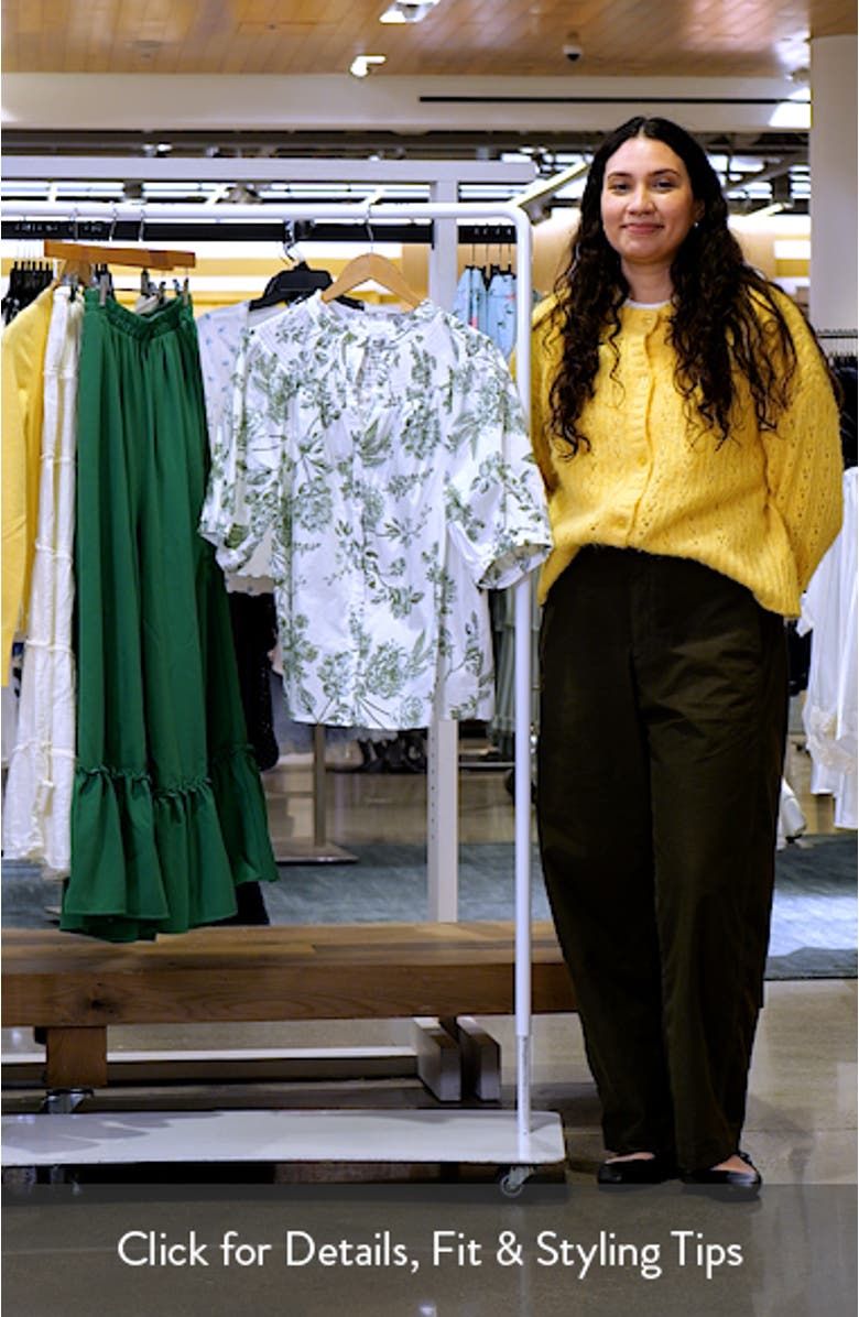 Bria Floral Blossom Smocked Button-Up Top, sales video thumbnail