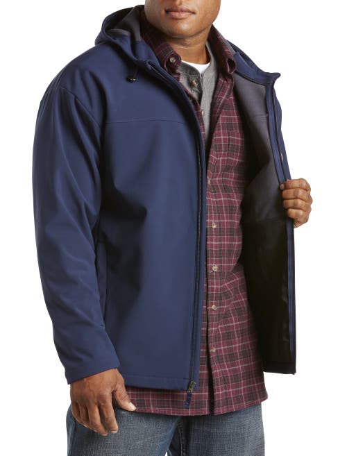 Harbor Bay By Dxl Hooded Bonded Fleece Jacket In Nvy Charcoal