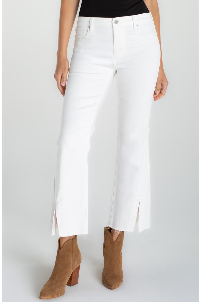Hannah Raw Split Hem Crop Flare Jeans, Main, color, BRIGHT WHITE