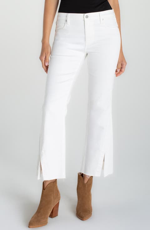 Hannah Raw Split Hem Crop Flare Jeans
