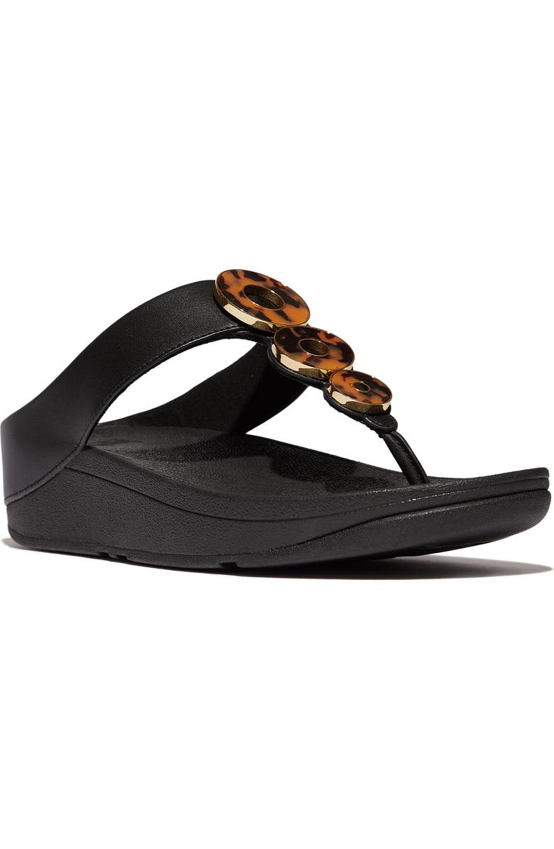 FitFlop Fino Resin Hoop Lea Sandal, Main, color, All Black
