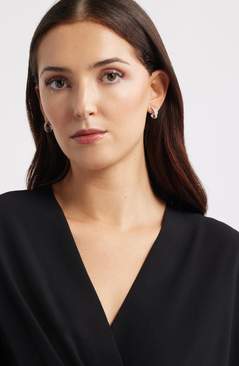 Nordstrom Triple Hoop Cubic Zirconia Pavé Earrings, Alternate, color,