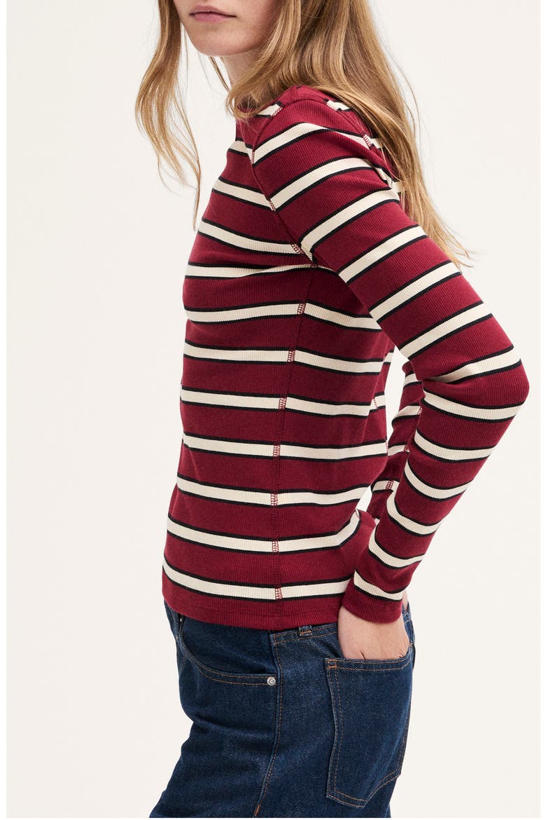 The Boatneck Layering Top in Utility Rib, Alternate, color, VINTAGE MERLOT STRIPE