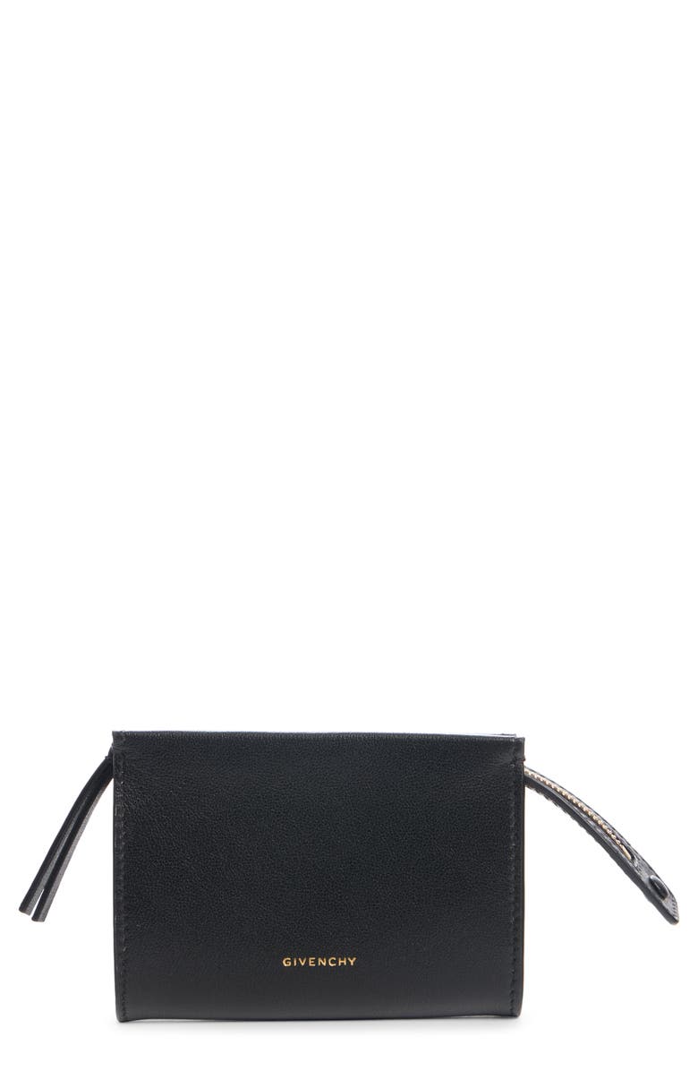 Givenchy Day Leather Zip Card Case, Main, color, Black