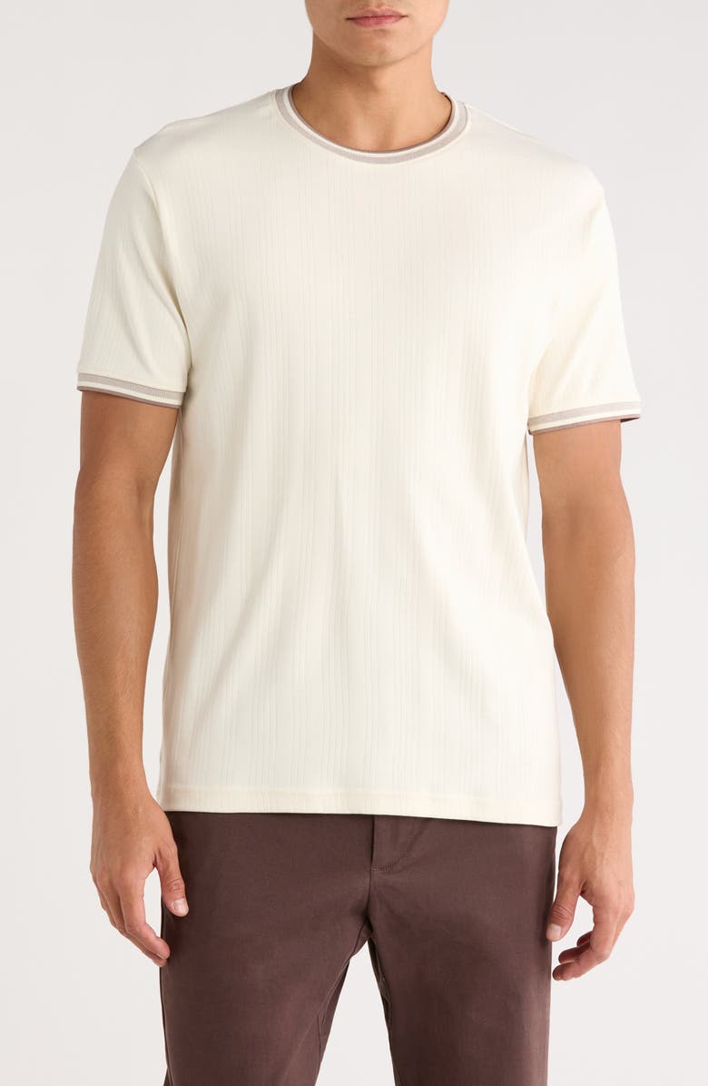 DENIM AND FLOWER Textured Knit T-Shirt, Main, color, Cream