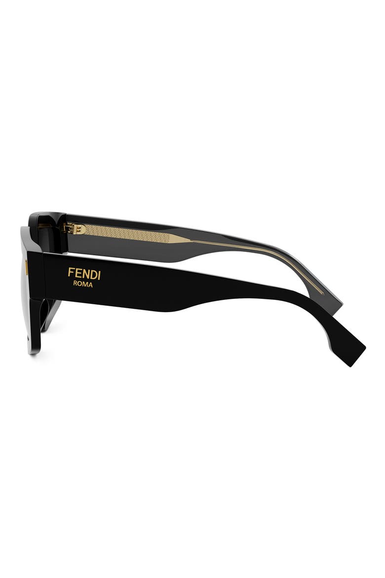 Roma 52mm Square Sunglasses, Alternate, color, SHINY BLACK / SMOKE