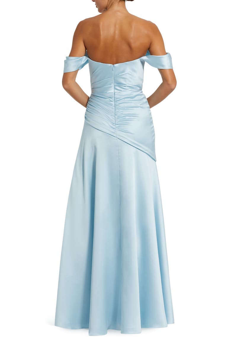 Women’s Off-Shoulder Satin Crossover Gown, Alternate, color, French Blue