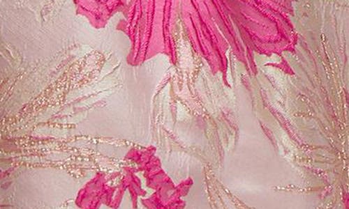 Dessy Collection Hibiskus Metallic Jacquard Strapless High-low Gown In Pink Multi