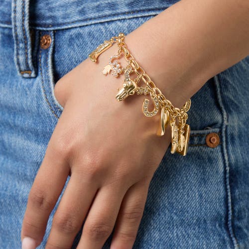 Jessica Simpson 20th Anniversary Mixed Charm Bracelet In Gold
