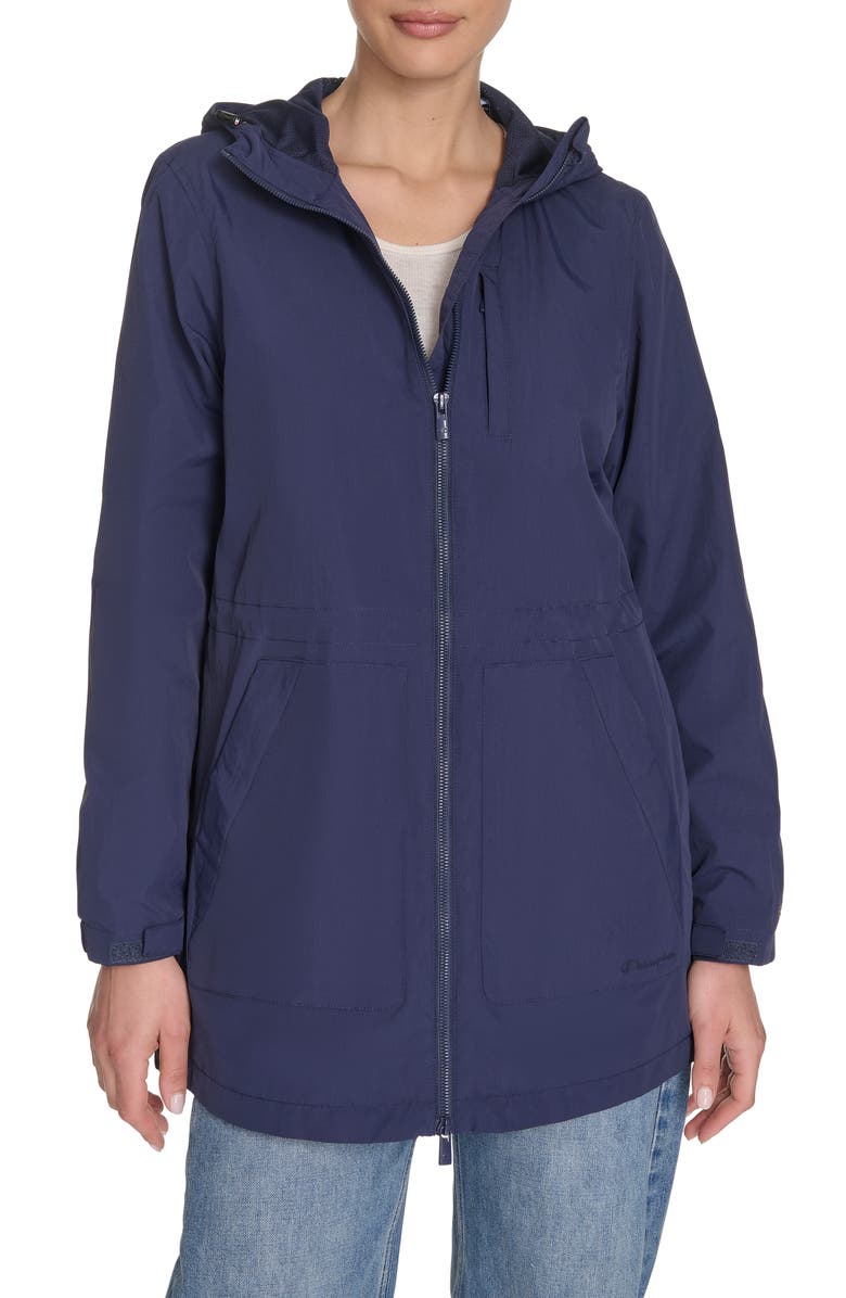 Champion Hooded Rain Jacket, Main, color, Peacoat