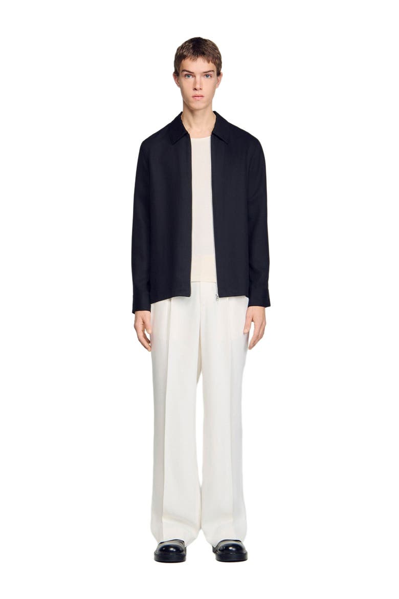Loose-fit zip-up shirt, Alternate, color, Black