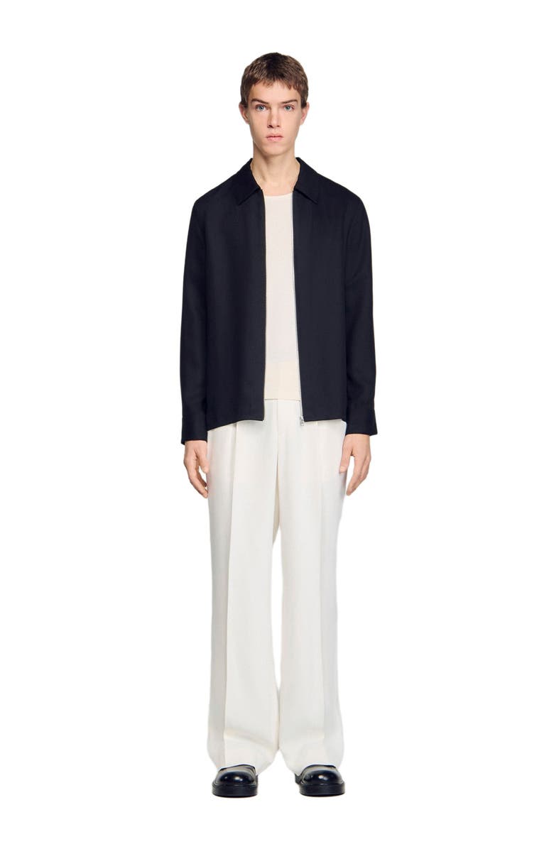 SANDRO Loose-fit zip-up shirt, Alternate, color, Black