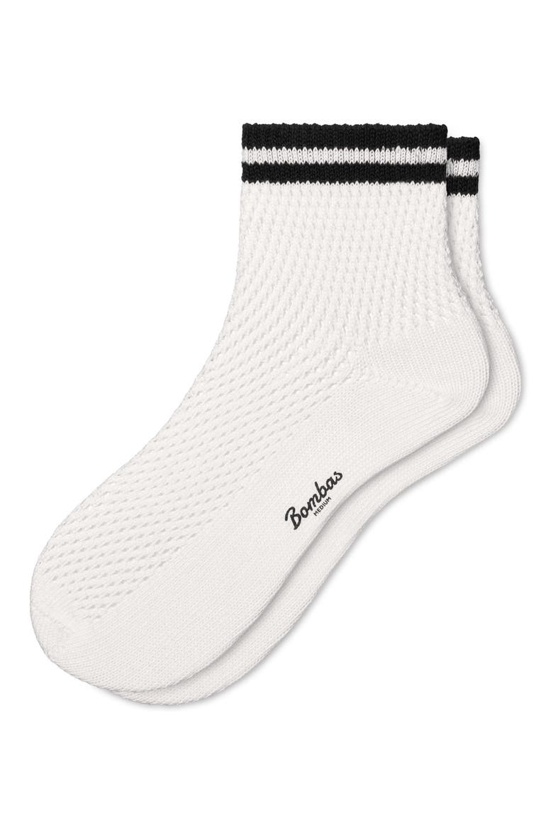 Double Stripe Open Stitch Quarter Socks, Alternate, color, WHITE
