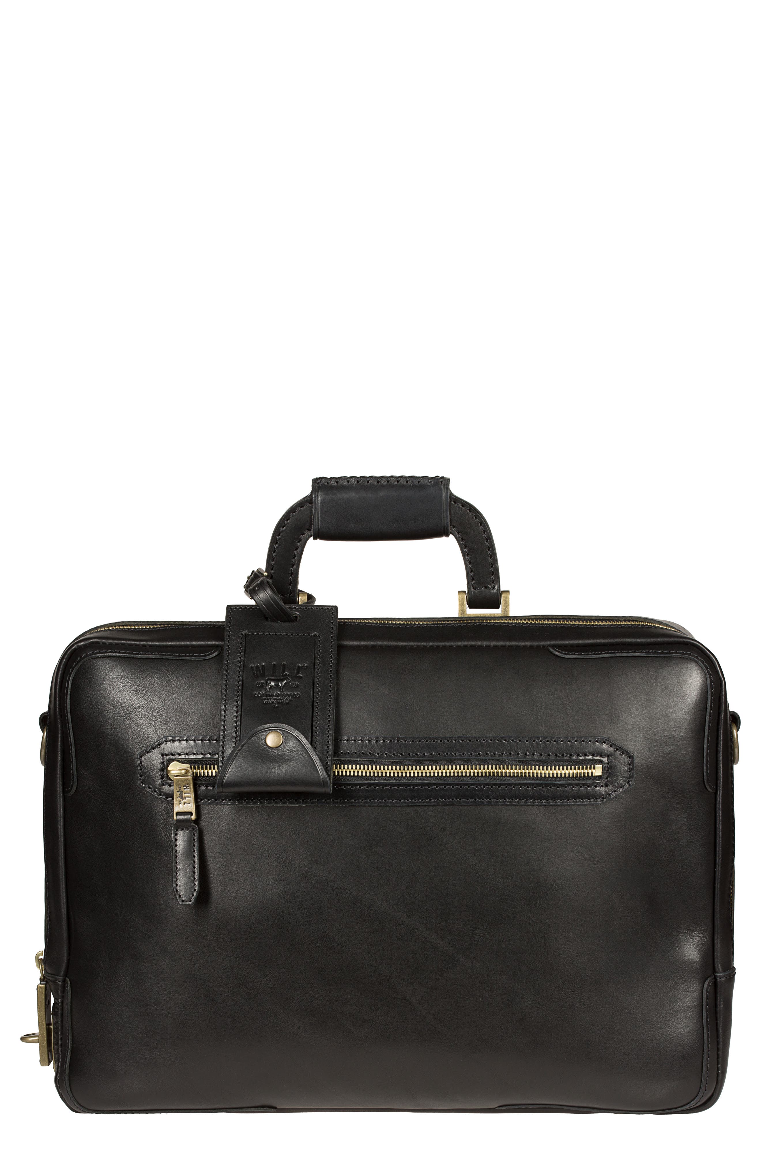 Will Leather Goods The Continental Leather Briefcase, Main, color, Black