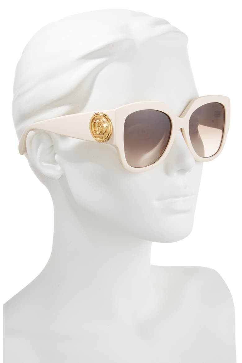 54mm Square Sunglasses, Alternate, color, IVORY/ BROWN