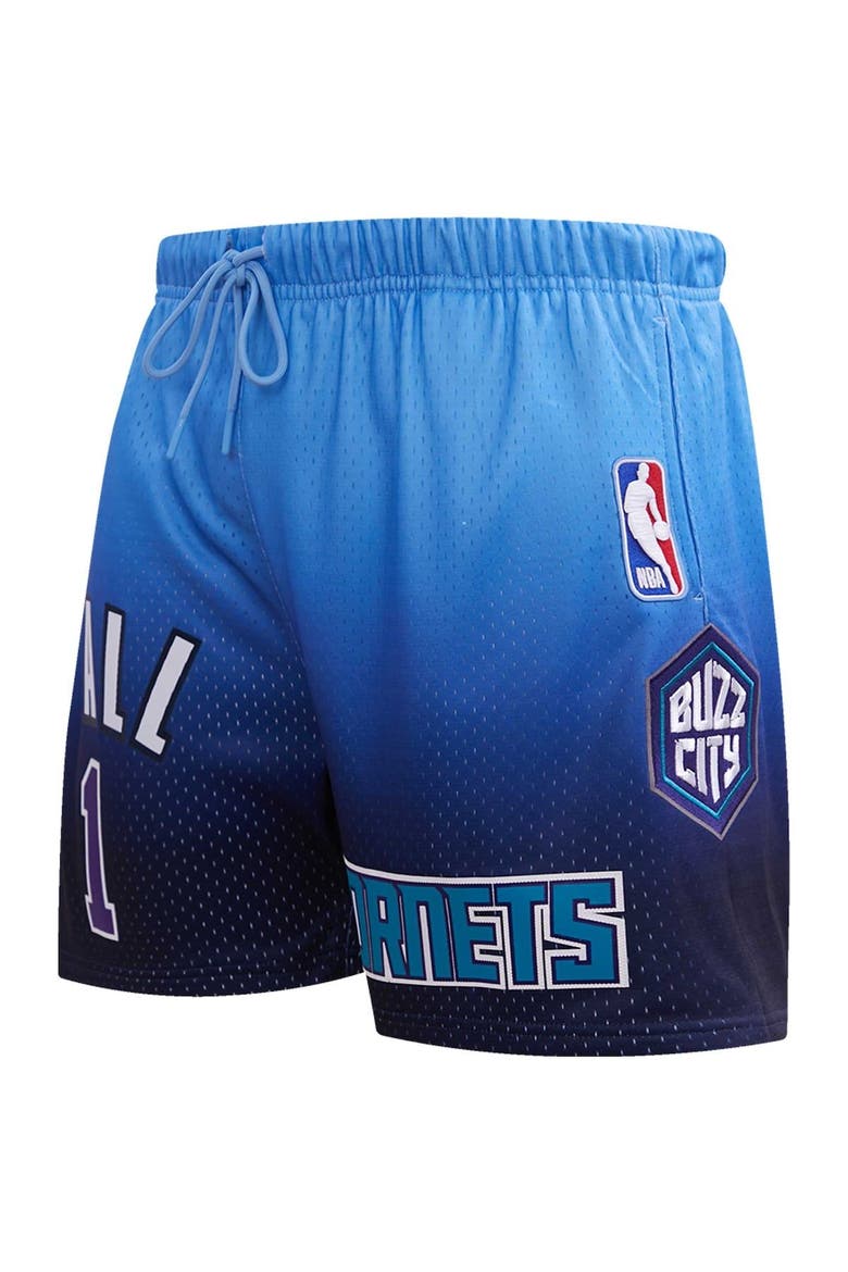 Men's Post LaMelo Ball Navy/Blue Charlotte Hornets Ombre Name & Number Shorts, Alternate, color, Navy