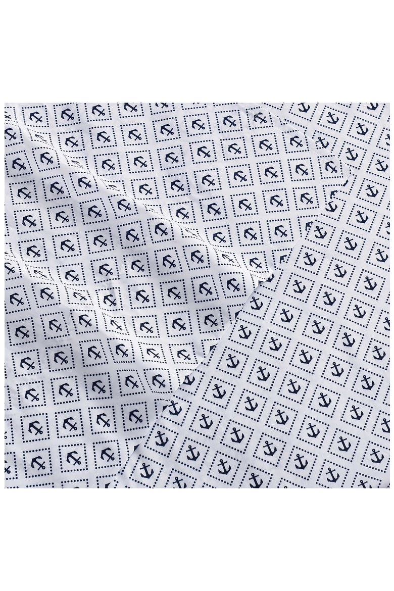 Diamond Anchor Cooling Microfiber Sheet Set, Alternate, color, WHITE/BLUE